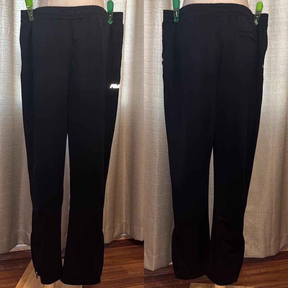 FILA Black Track Exercise Pants Elastic Waist Drawstring Pockets Mens XXL